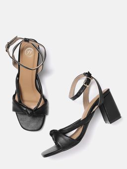 Twenty Dresses by Nykaa Fashion - Black Knotting The Tale Chunky Heels