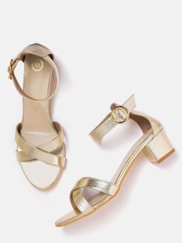 Twenty Dresses by Nykaa Fashion - Gold Keep The Shine On Block Heels