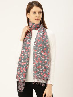 Twenty Dresses by Nykaa Fashion - The Scattered Flowers Grey Scarf
