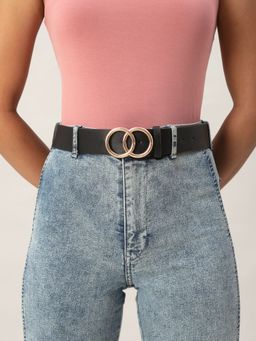 Twenty Dresses by Nykaa Fashion - Black Intertwined Pushpin Buckle Belt