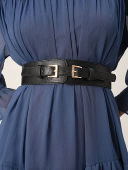 Twenty Dresses by Nykaa Fashion - Black Solid Broad Waist Belt