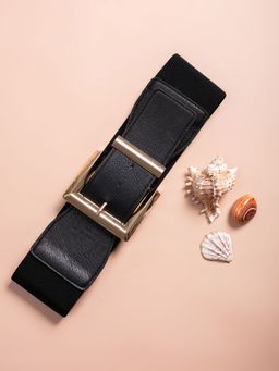 Twenty Dresses by Nykaa Fashion - Black Chunky Buckle Wide Waist Belt