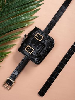 Twenty Dresses by Nykaa Fashion - Black Stay In Texture Bag Belt