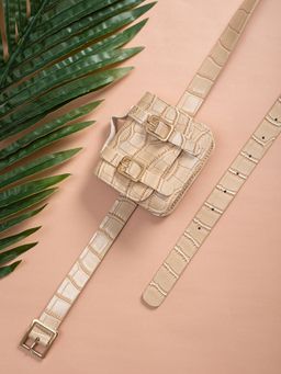 Twenty Dresses by Nykaa Fashion - Beige Stay In Texture Bag Belt