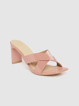 Twenty Dresses by Nykaa Fashion - Pink Solid Cross Strap Slim Block Heels