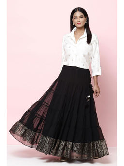 Biba - Off White Straight Art Silk Shirt Kurti