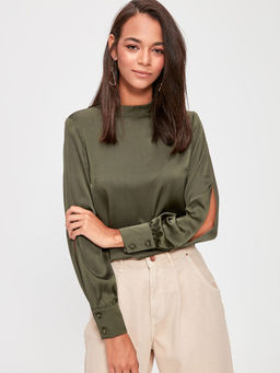 Trendyol - Khaki Detailing Casual Top