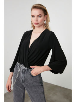 Trendyol - Black V Neck Top