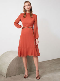 Trendyol - Red Solid Casual Dress