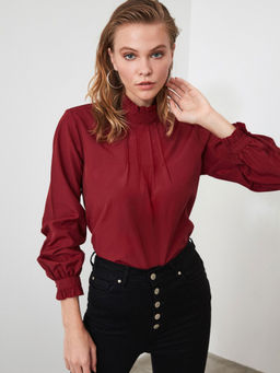 Trendyol - Maroon Solid Casual Top