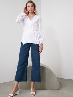 Trendyol - Off White Solid Casual Top