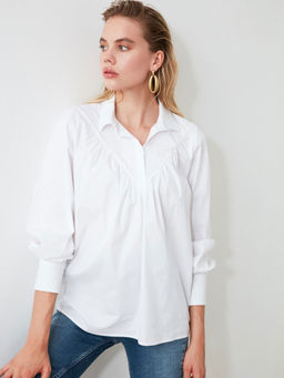 Trendyol - White Solid Casual Shirt