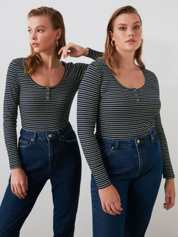 Trendyol - Black Stripes Casual Top