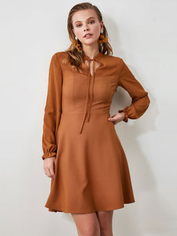 Trendyol - Brown Solid Casual Dress
