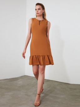 Trendyol - Brown Solid Casual Dress