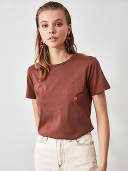 Trendyol - Women'S Multicolour Solid/Plain Pattern T-Shirts