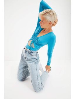 Trendyol - Women'S Blue Solid/Plain Pattern Tops