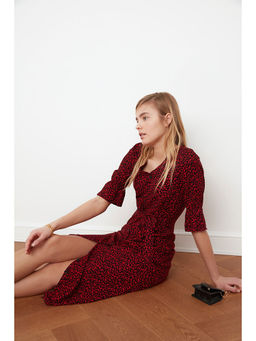 Trendyol - Red Animal Print Midi Dress