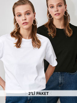 Trendyol - Multi-Color Solid Casual T-shirt (Pack of 2)