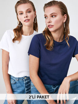 Trendyol - Multi-Color Solid Casual T-shirt (Pack of 2)