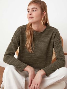 Trendyol - Khaki Round Neck Top