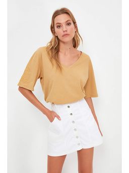 Trendyol - Women'S Camel Solid/Plain Pattern T-Shirts