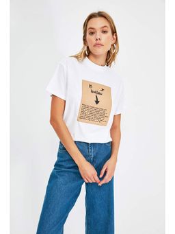 Trendyol - Women'S White Graphic Pattern T-Shirts