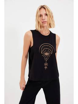 Trendyol - Women'S Black Graphic Pattern T-Shirts