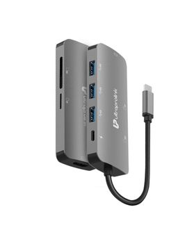 UltraProlink - UL1056-7 in1 Type C Hub Adapter, HDMI, Card Readers, 100W PD, 3 USB for MacBook