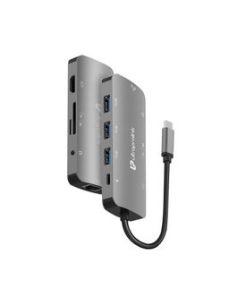 UltraProlink - UL1057 9in 1 Type C to HDMI, USB &100W PD port, Audio 3.5mm, Car Readers, Ethernet port