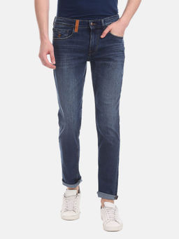 U.S. POLO ASSN. - Navy Blue Brandon Slim Tapered Fit Washed Jeans