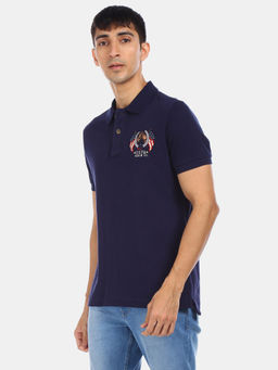 U.S. POLO ASSN. - Navy Blue Solid Pique Polo Shirt