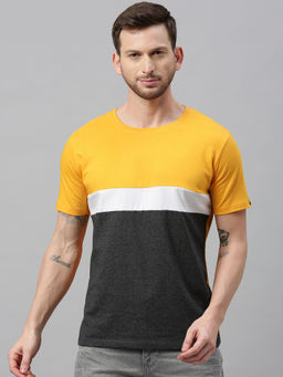 Urbano Fashion - Men Multi Color Block Slim Fit Half Sleeve T-Shirt