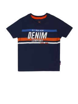 U.S. POLO ASSN. - Boys Dark Blue Crew Neck Brand Print T-Shirt