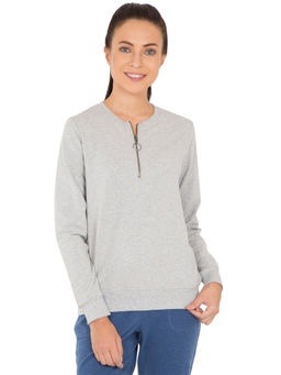 Jockey - UL11 Women Super Combed Cotton Elastane Melange Sweatshirt-Light Grey Melange