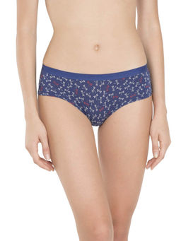 Jockey - UL53 Women High Coverage Cotton Elastane Printed Boy Leg - Blue Depth