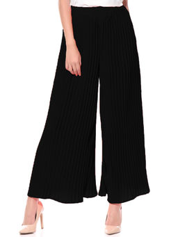 Uptownie - Black Crepe Pleated Palazzo