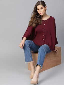 Uptownie - Maroon Solid Top
