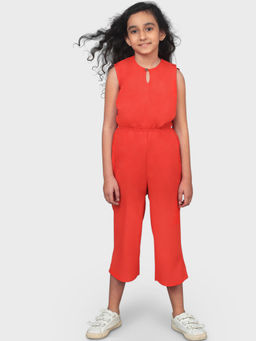 Uptownie - Red Girls Keyhole Jumpsuit