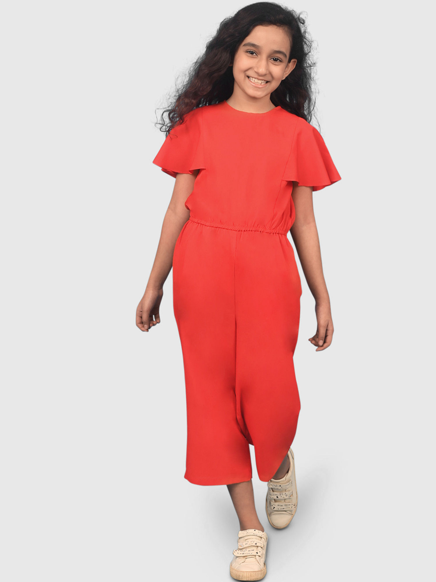 Uptownie Lite Red Girls Ruffle Jumpsuit 