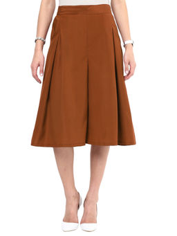 Uptownie - Brown Crepe Box Pleat Culotte