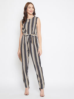 Uptownie - Brown Crepe Keyhole Neck Jumpsuit (Set of 2)