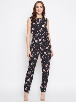Uptownie - Black Crepe Printed Jumpsuit