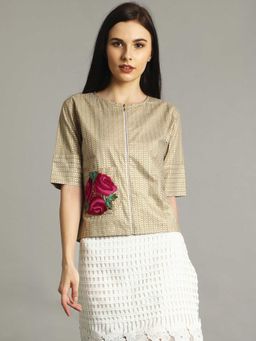 Uptownie - Gold Printed Boxy Top