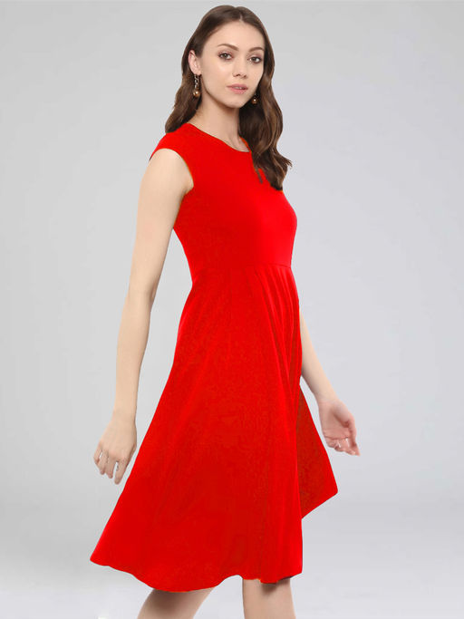 red cap sleeve skater dress Red Flutter Sleeve Mini Dress With Pockets | Womens | X-Small | 100% Cotton | Lulus | Dresses