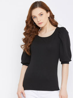 Uptownie - Women's Crepe Solid Top Black