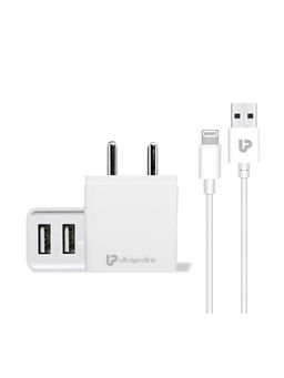 UltraProlink - UM1028L Boost12 Dual USB 2.4A Wall Charger/Travel Charger With 1m iPhone/iPad Cable 12W