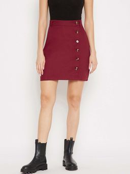 Uptownie - Womens Maroon Mini Skirt