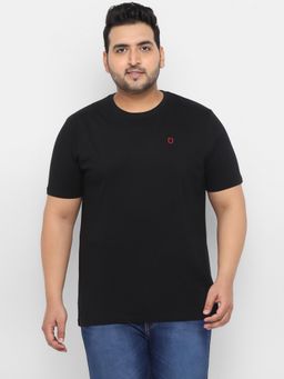 Urbano Plus - Men's Black Solid Regular Fit Round Neck Cotton T-Shirt