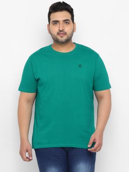 Urbano Plus - Men's Teal Solid Regular Fit Round Neck Cotton T-Shirt